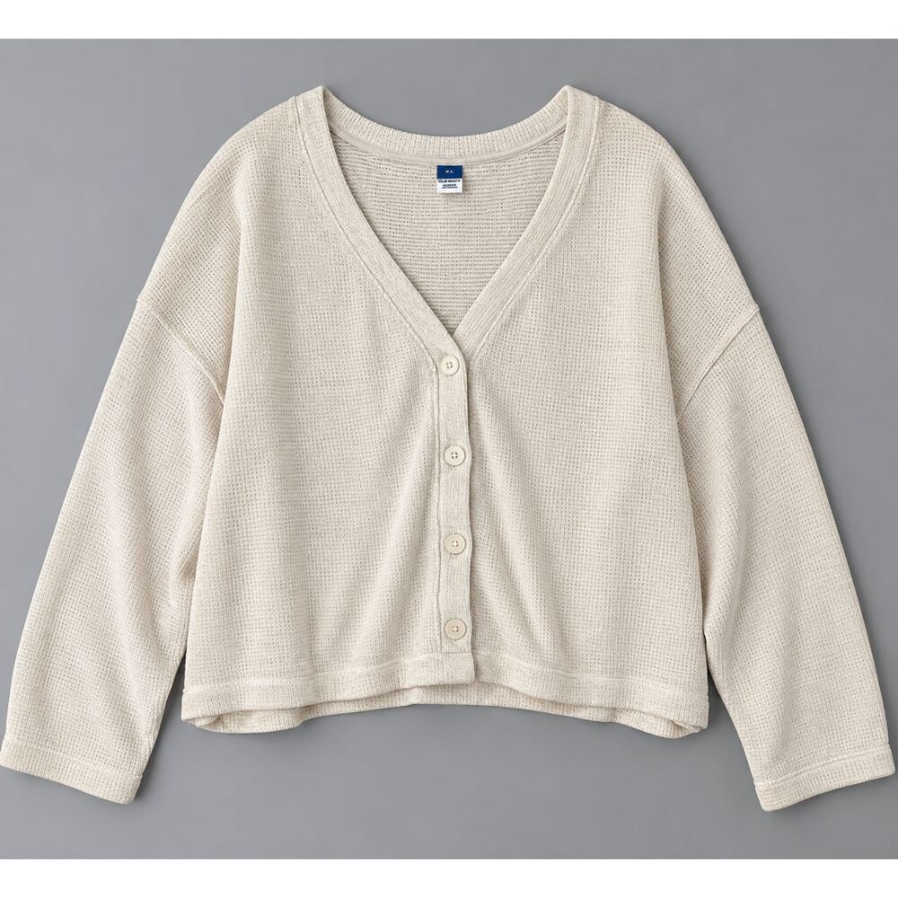 Old Navy | NWT Women's Cream Button Front Waffle Knit Cardigan | Size XXL
